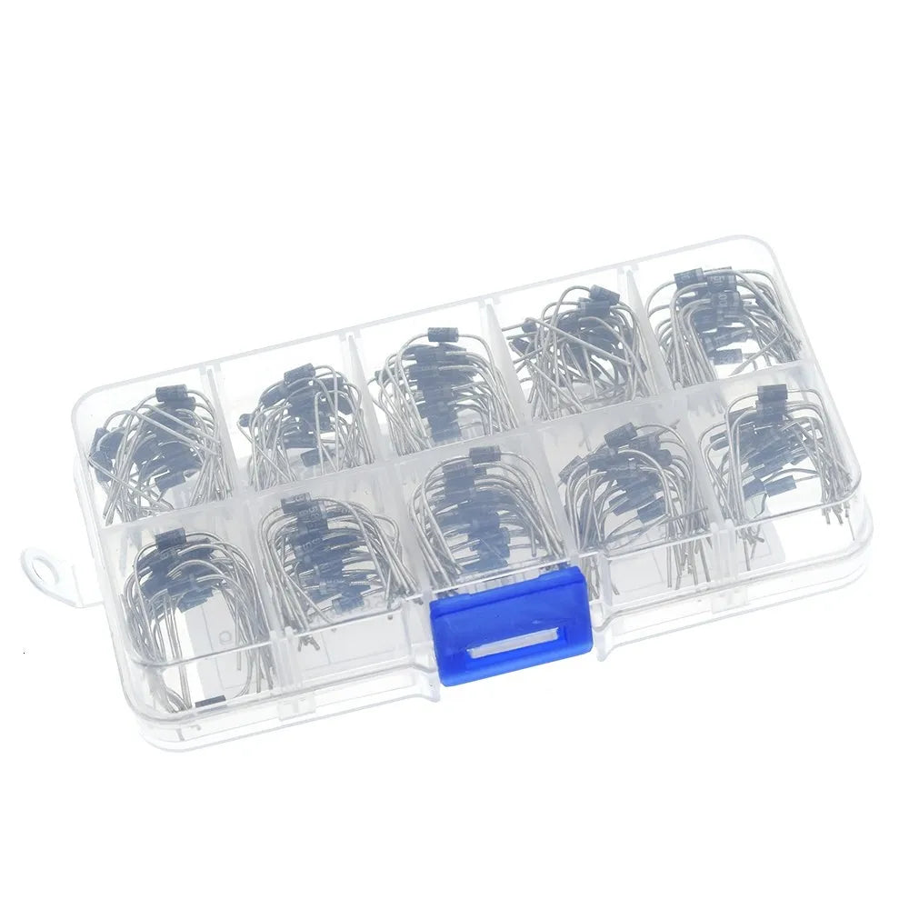 Kit Surtido Diodo Rectificador 10 Valores (1N4001-1N4007 / 1N5817-1N5819) con Caja (100 Unidades)
