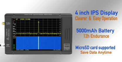 Analizador de Espectro Portátil TinySA Ultra Plus (ZS-406) Pantalla Táctil 3.95" Batería Integrada Original