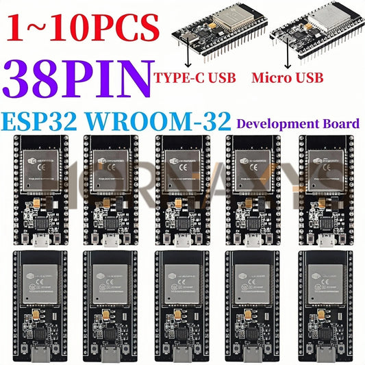 Placa Expansión ESP32-DevKitC-32 (ESP-WROOM-32, 38 Pines) Tipo C/Micro USB CP2102 WiFi + Bluetooth Doble Núcleo (1 Unidad)