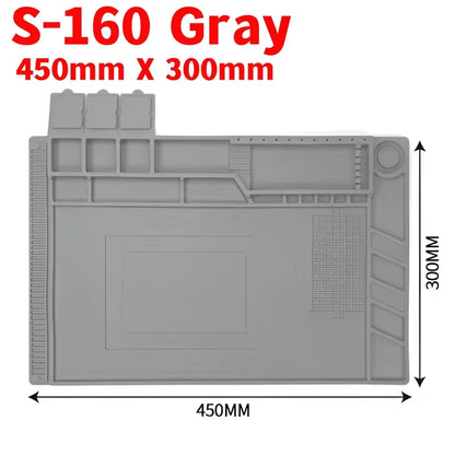 Alfombrilla Silicona ESD Aislante Térmica Resistente Calor para Soldadura Reparación Computadora/Teléfono (Kit Mantenimiento)