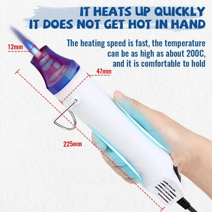 Mini Pistola Aire Caliente Eléctrica para Soldadura/Termoretráctil/Wrap Coche/Manualidades DIY (220V)