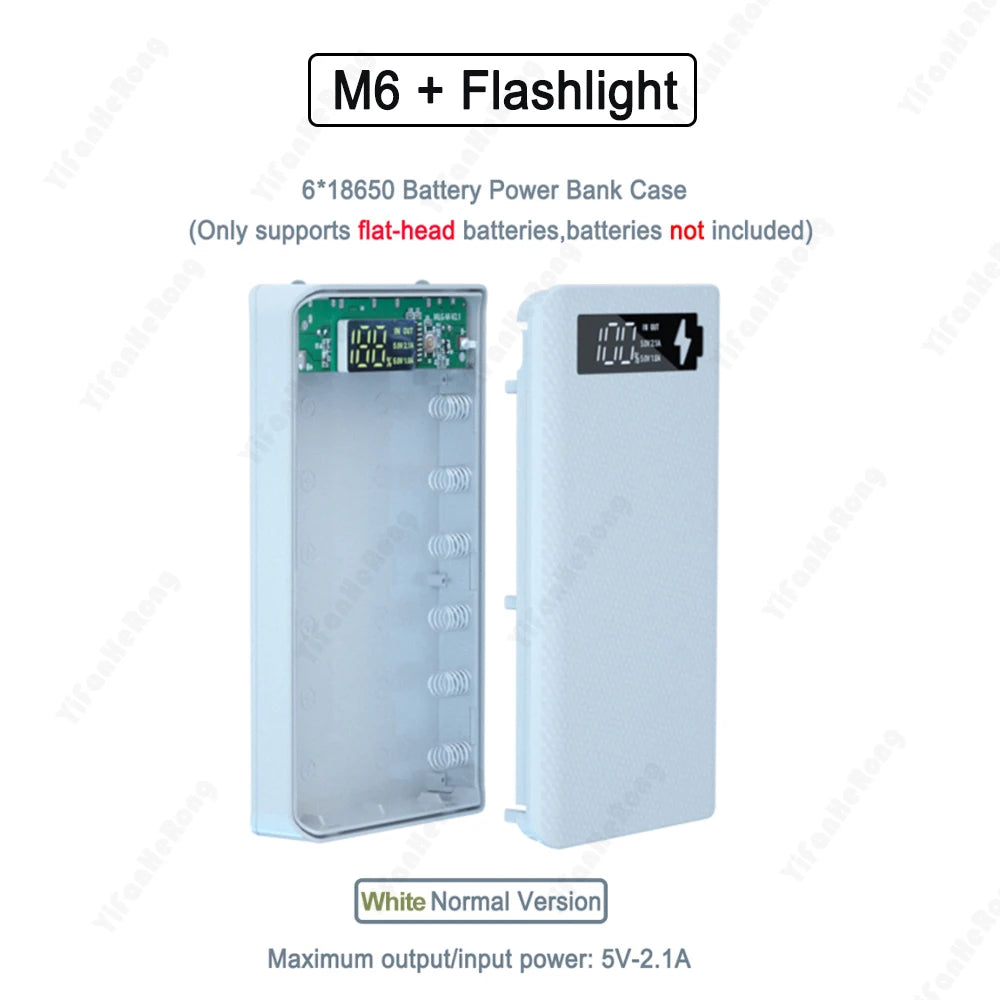 Caja Power Bank DIY Desmontable QC 3.0 (6x18650) Doble USB + PD (Soporte Batería 18650)