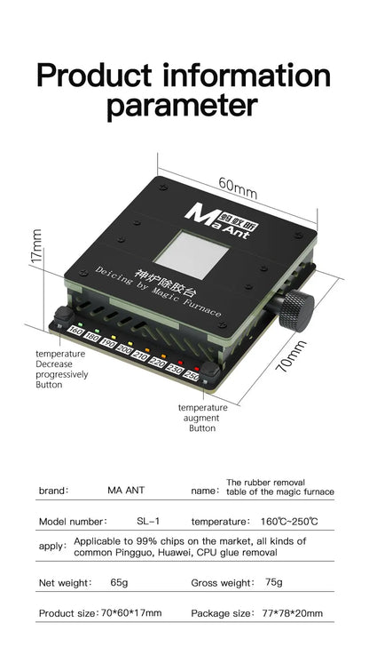 MaAnt SL-2 Preheating Platform Constant Temperature BGA Glue Removing Station for iPhone Android CPU NAND Flash IC Chips Repair