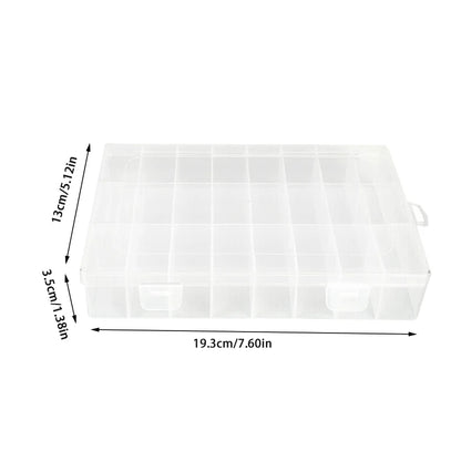 Caja Almacenamiento Transparente 24 Rejillas para Hardware/Botones/Pesca/Joyería/Accesorios/Papelería