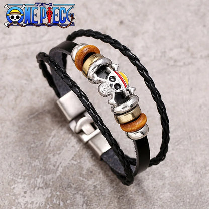 Pulsera Cuero Vintage Anime One Piece (Accesorio Juguete Periférico Animación) Regalo Cumpleaños