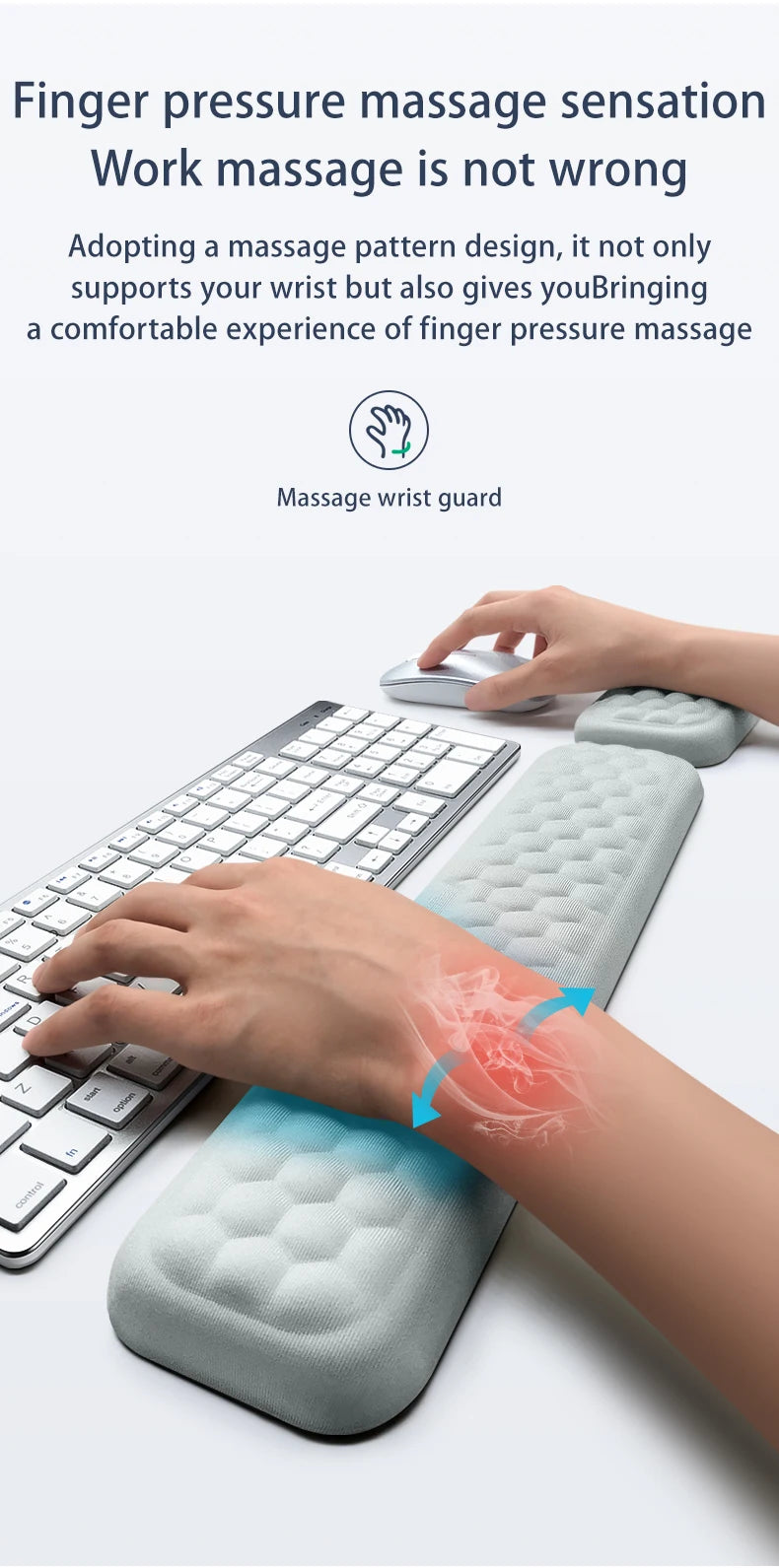 Reposamuñecas Ergonómico Espuma Memoria para Teclado y Mouse Pad (Protección Oficina/Tipeo) Computadora/Notebook