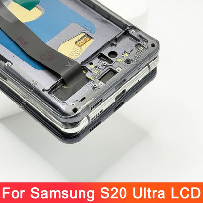 TFT S20 Ultra LCD con marco para Samsung S20 Ultra 5G LCD G988 G988B SM-G988U pantalla táctil digitalizador reemplazo