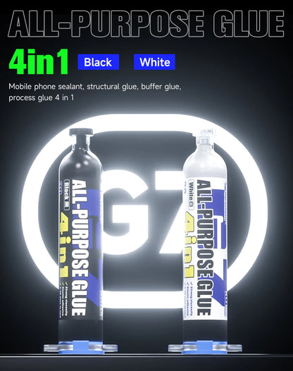 Pegamento Adhesivo Estructural Multiuso MECHANIC G7 (30cc) con 10 Puntas para Marco/Pantalla Teléfono Móvil (Calafateo, Negro/Blanco)