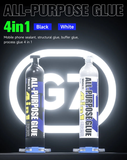 Pegamento Adhesivo Estructural Multiuso MECHANIC G7 (30cc) con 10 Puntas para Marco/Pantalla Teléfono Móvil (Calafateo, Negro/Blanco)