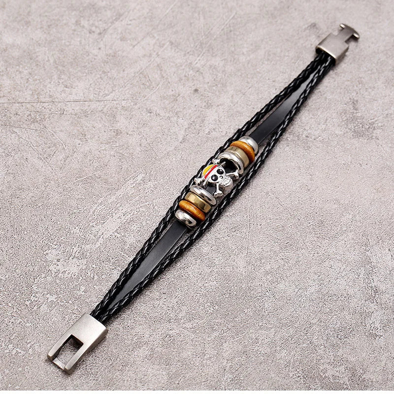 Pulsera Cuero Vintage Anime One Piece (Accesorio Juguete Periférico Animación) Regalo Cumpleaños