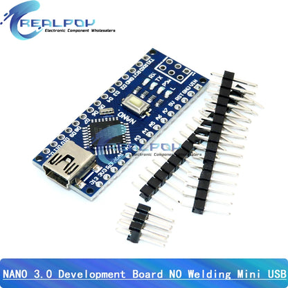 Placa Nano 3.0 (ATMEGA328P, 16MHz, CH340) con Bootloader (Puerto Mini/Tipo C/Micro USB) + Cable USB compatible Arduino