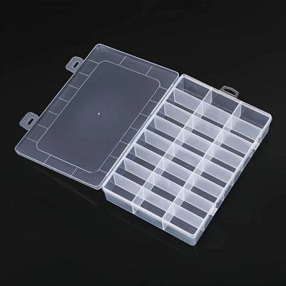 Caja Almacenamiento Transparente 24 Rejillas para Hardware/Botones/Pesca/Joyería/Accesorios/Papelería