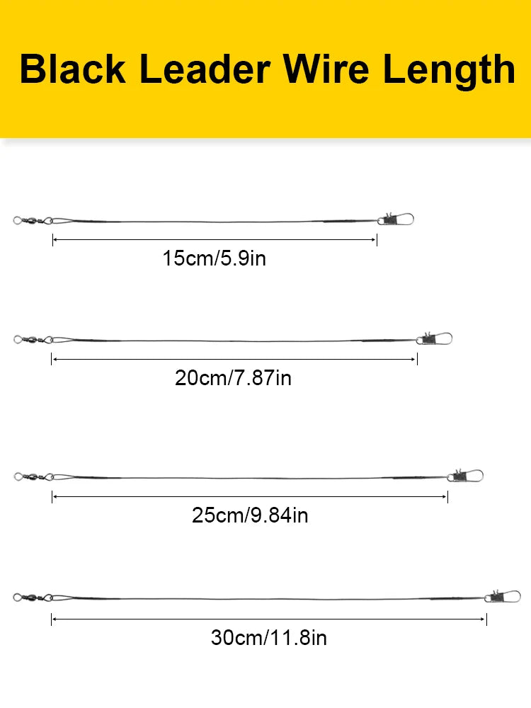Sedal Acero Líder Anti-Mordida con Giratorio para Pesca (15/20/25/30cm) Accesorio Leadcore (20 Unidades)