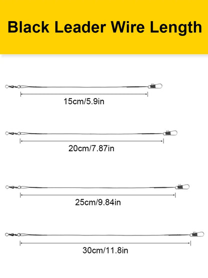 Sedal Acero Líder Anti-Mordida con Giratorio para Pesca (15/20/25/30cm) Accesorio Leadcore (20 Unidades)
