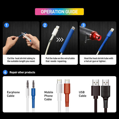 Kit Tubo Termoretráctil 2:1 Envoltura Cable Aislante Protección Conexión (127/530/580 Piezas) (Opción Pistola Aire Caliente)