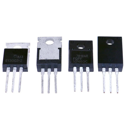 Kit Surtido Transistores/Diodos TO-220 - 10 Tipos (MOSFETs N-Ch, BJT, Schottky) en Caja (Total 50 Piezas)