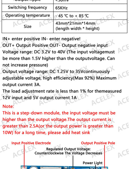 Módulo Fuente Alimentación Step-Down LM2596S DC-DC 3A Ajustable 24V/12V/5V/3V para Arduino