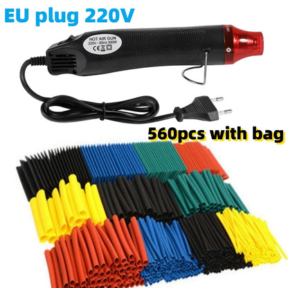 Kit Tubo Termoretráctil 2:1 (127/164/328/560 Piezas) con/sin Pistola Aire Caliente (EU/US 110V/220V) Aislante Cable