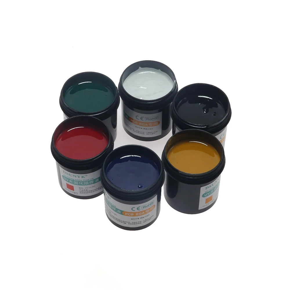 Tinta Máscara Soldadura Fotosensible UV DSUNYK (100g) para Placa Circuito PCB BGA (Previene Corrosión/Arcos)