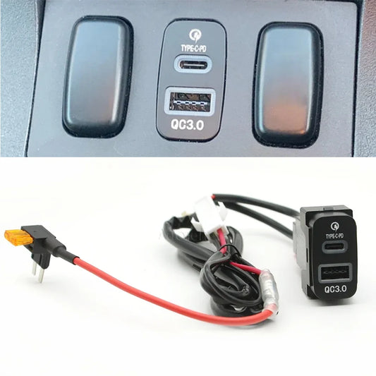 Cargador Auto Rápido USB-C PD + USB-A Socket Interfaz para Mitsubishi Outlander/Lancer/Pajero/ASX/V73/V93/V97 (1pc)