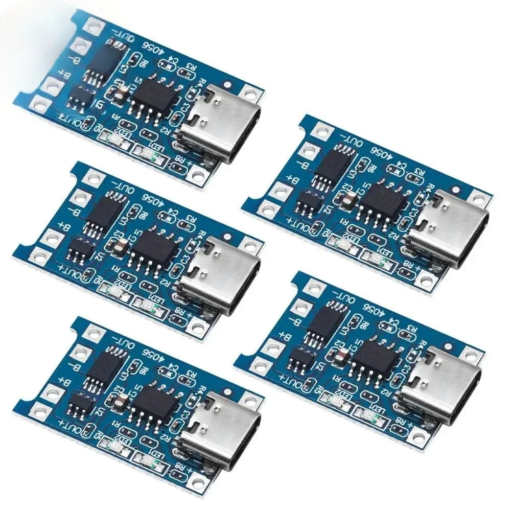 Lote 5-100 Pcs Módulo Cargador Batería Litio TP4056 5V 1A (Micro/Type-C/Mini USB) 18650 con Protección
