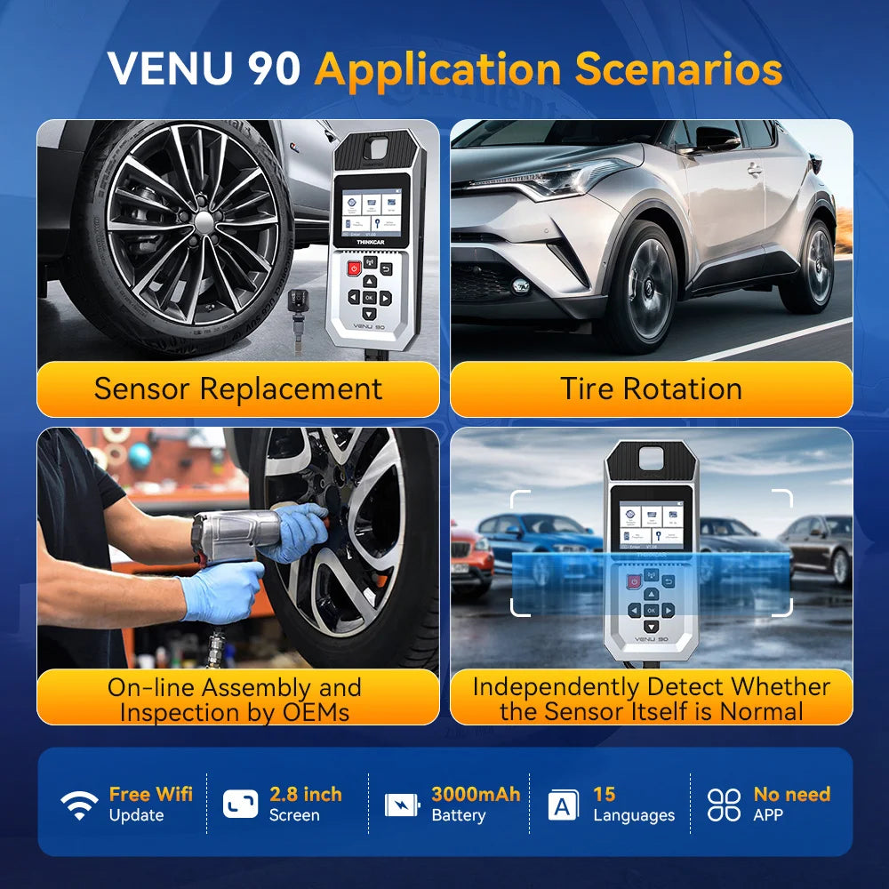 Herramienta Diagnóstico TPMS Thinkcar VENU 90 (315/433MHz) - Activación/Programación Sensores Presión Neumáticos