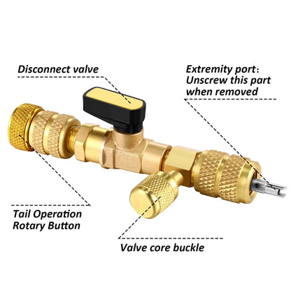 Kit Herramienta Instalador/Removedor Núcleo Válvula HVAC con Puerto Doble Tamaño 1/4" y 5/16" para R22/R12/R407/R410/R404/R32/R600