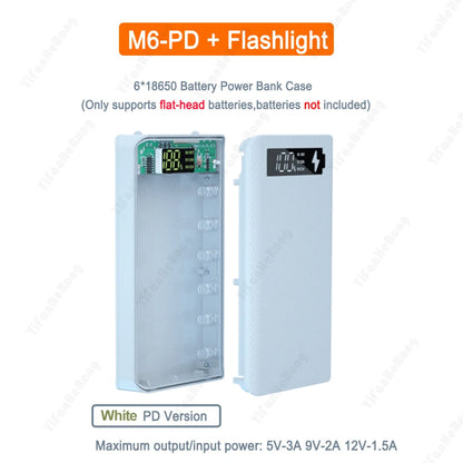 Caja Power Bank DIY Desmontable QC 3.0 (6x18650) Doble USB + PD (Soporte Batería 18650)