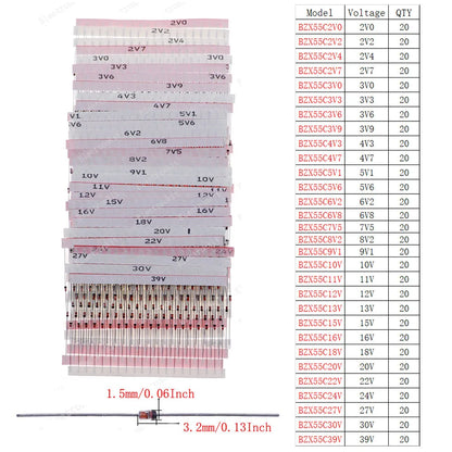 Kit Surtido Diodos (Rectificador/Zener/Schottky Rápido/Switching) DIP/SMD (1N4148, 1N4007, 1N5819, FR107, etc.)