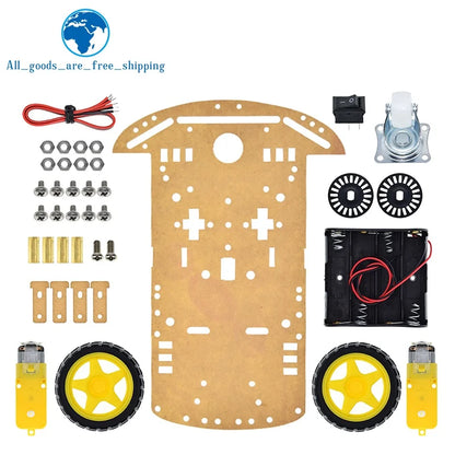 Kit Chasis Auto Robot Inteligente TZT 2WD con Encoder Velocidad y Caja Batería para Arduino