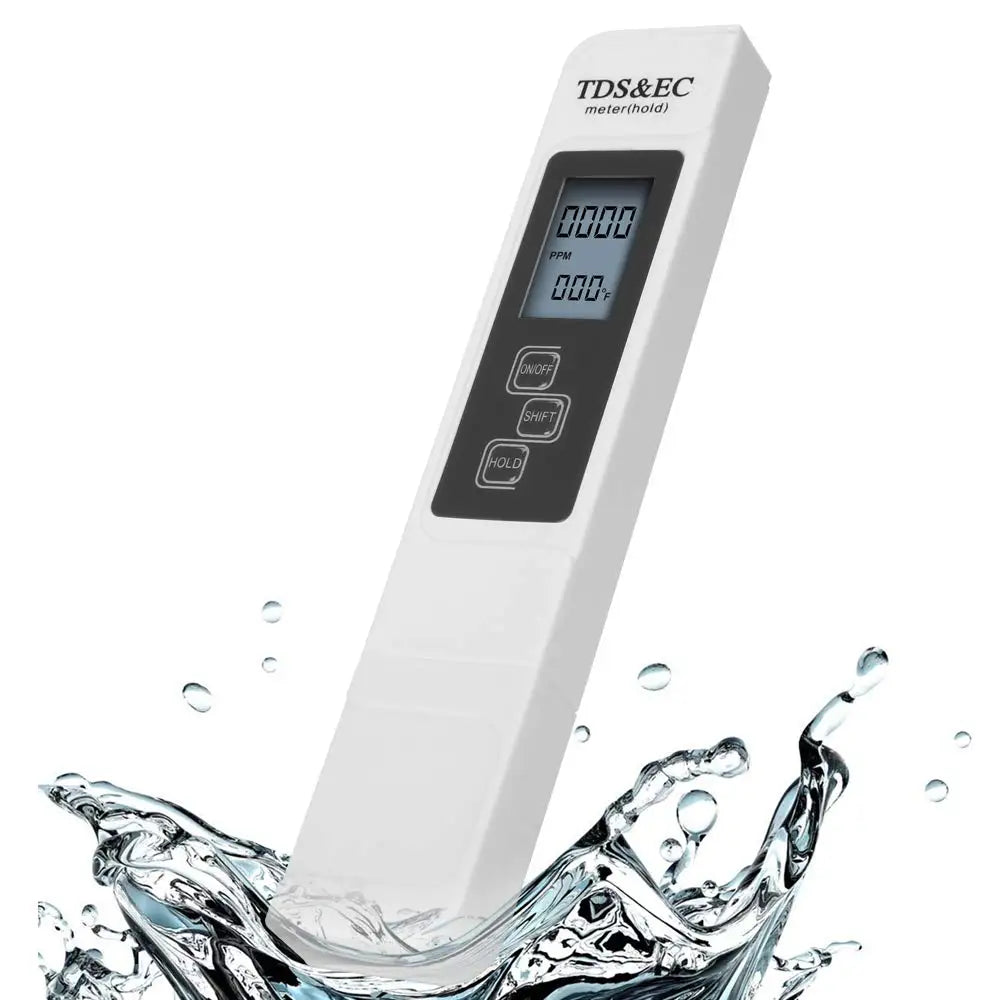 Medidor Digital Calidad Agua TDS/EC Multifuncional (Rango 0-9990 ppm) Pureza/Temperatura (1 Unidad, Blanco)
