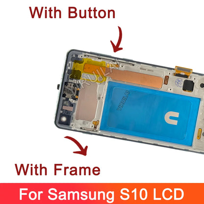 TFT probado S10 LCD para Samsung Galaxy S10 SM-G973F/DS G973U G973 LCD S10 pantalla LCD MONTAJE DE digitalizador con pantalla táctil reemplazo