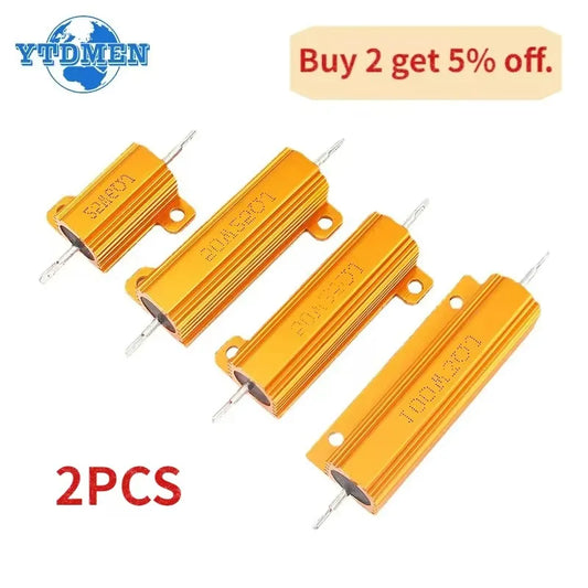 Resistencia Carga Bobinada Caja Aluminio (10W/25W/50W/100W, 0.1 Ohm - 10K Ohm) (2 Unidades)