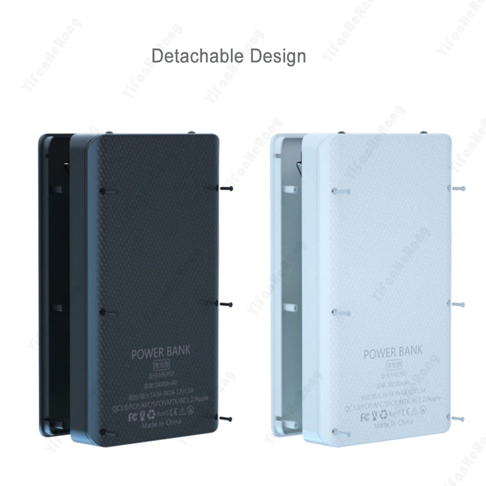 Caja Power Bank DIY Desmontable QC 3.0 (6x18650) Doble USB + PD (Soporte Batería 18650)