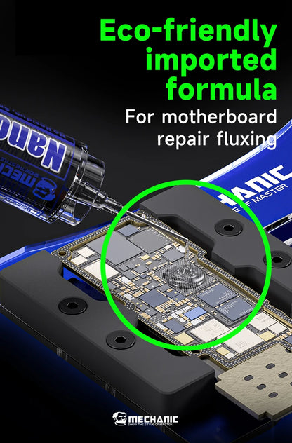 Flux Pasta Nano MECHANIC M35 (10cc) con 3 Agujas para Chip/Placa Base (Alto Rendimiento Reparación) Herramienta Soldadura