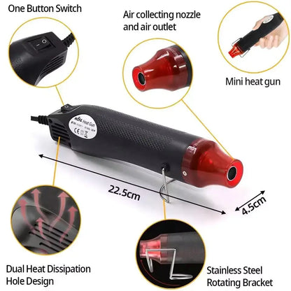 Mini Pistola Aire Caliente Doméstica Multiuso para Tubo Termoretráctil/Manualidades DIY/Mantenimiento Cable (Enchufe EU/US)