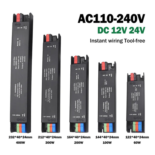 Transformador Fuente Alimentación Ultra Delgado 110V/220V a 12V/24V (60W-400W) Driver LED/CCTV