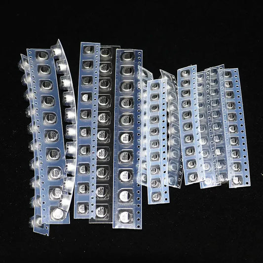 Kit Surtido Capacitor Electrolítico Aluminio SMD (1uF-220uF, 10V-50V, 13 Valores x 10 Unidades) - Pack 130 Piezas