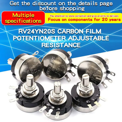 RV24YN20S 1K 2K 5K 10K 20K 50K 100K 200K 250K 500K 200Ω 500Ω 1M Ohm Single Turn Carbon Film Rotary Taper Potentiometer