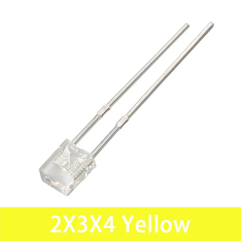 Diodo LED Transparente Luminiscente (2x3x4mm) Blanco/Verde/Rojo/Amarillo/Azul (Kit 50 Unidades)