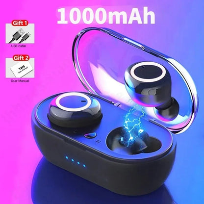 Auriculares Inalámbricos Y50 TWS Bluetooth 5.0 Deportivos con Micrófono y Pantalla LED (Control Táctil, Estéreo 9D, Impermeables)