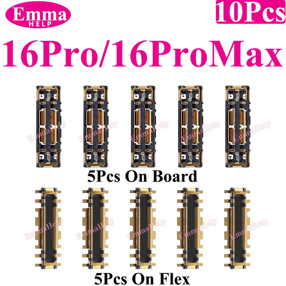 Conector FPC Batería Interno (Clip Placa) para iPhone 8/X/XS/XR/11/12/13/14/15/16 Pro Max/Plus (10 Unidades)