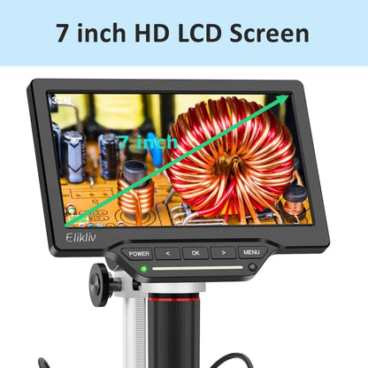 Elikliv EDM201 7'' 1300X Digital Microscope for Electronics HDMI Soldering Microscope with Extended Tube for TV Windows Mac