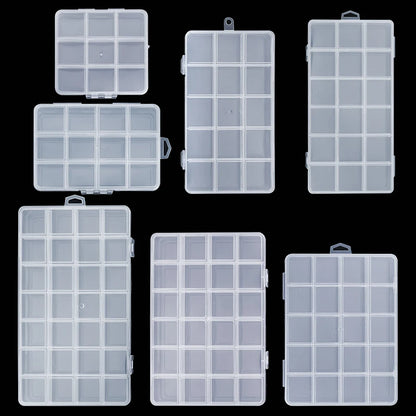 Caja Organizadora Plástico Transparente con Divisores Ajustables para Cuentas/Artesanía/Joyería/Pesca/Piezas