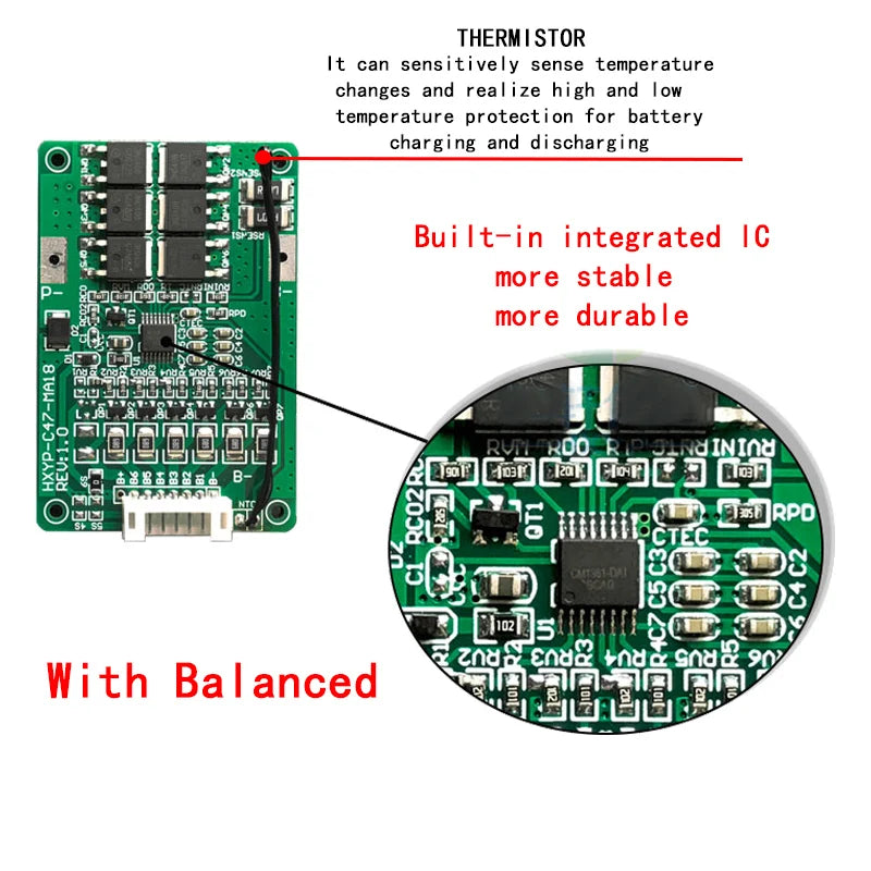 4S/5S/6S/7S BMS 16.8V 21V 20A 18650 Li-ion Lmo Ternary Lithium Battery Charger Protection Board Balance Temperature Protect