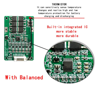 4S/5S/6S/7S BMS 16.8V 21V 20A 18650 Li-ion Lmo Ternary Lithium Battery Charger Protection Board Balance Temperature Protect