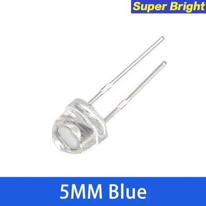 Diodo LED Super Brillante Sombrero Paja F5 (5mm) Azul/Verde/Rojo/Amarillo/Blanco para DIY Electrónico (50 Unidades)