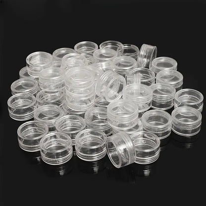 Caja Almacenamiento Plástico Transparente Redonda Pequeña para Joyería/Cuentas/Maquillaje (Set 50 Unidades)