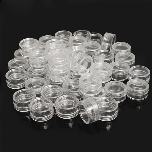Caja Almacenamiento Plástico Transparente Redonda Pequeña para Joyería/Cuentas/Maquillaje (Set 50 Unidades)