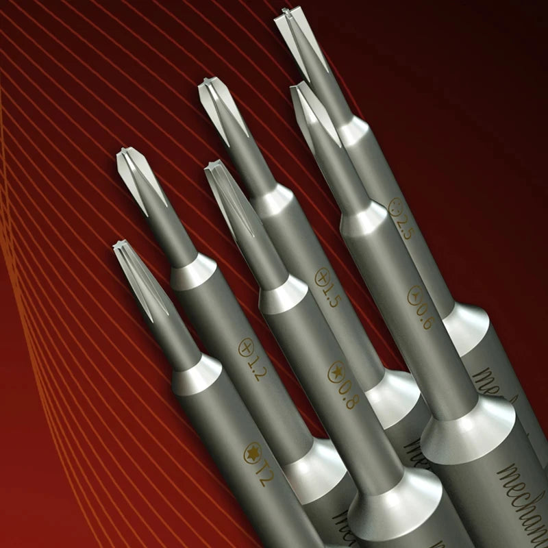 Destornillador Precisión Antideslizante MECHANIC MAX8 (Puntas 0.8 Torx / 0.6 Y / 1.2 Phillips / 1.5 Phillips / 2.5 Phillips / T2) para Reparación Móvil/Cámara